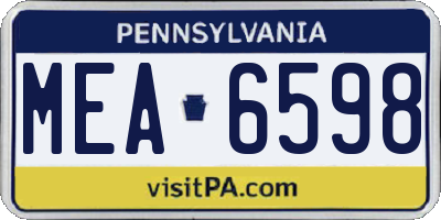PA license plate MEA6598