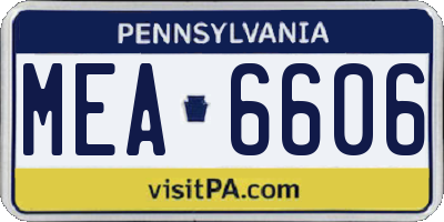 PA license plate MEA6606