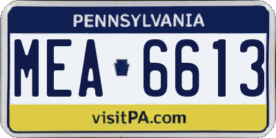PA license plate MEA6613