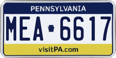 PA license plate MEA6617