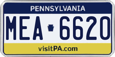 PA license plate MEA6620