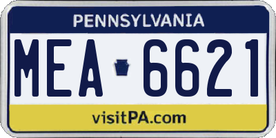 PA license plate MEA6621