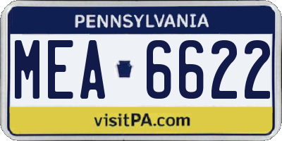 PA license plate MEA6622