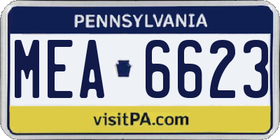 PA license plate MEA6623