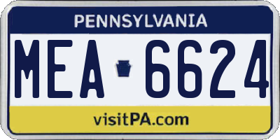 PA license plate MEA6624