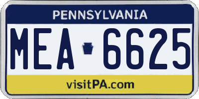 PA license plate MEA6625