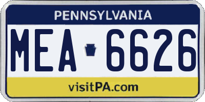 PA license plate MEA6626