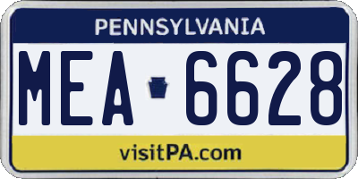 PA license plate MEA6628