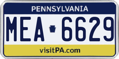 PA license plate MEA6629