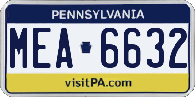 PA license plate MEA6632