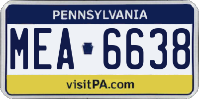 PA license plate MEA6638