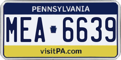 PA license plate MEA6639