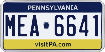 PA license plate MEA6641