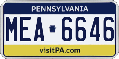 PA license plate MEA6646