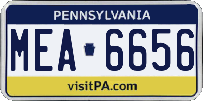 PA license plate MEA6656