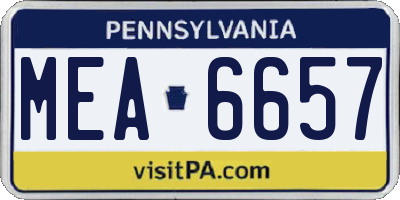 PA license plate MEA6657