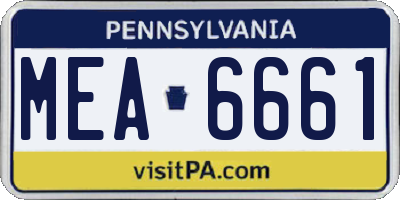 PA license plate MEA6661