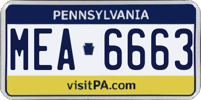 PA license plate MEA6663