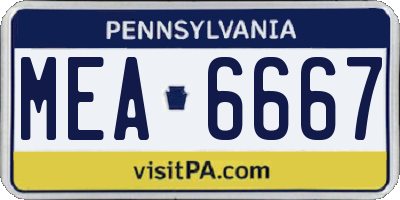 PA license plate MEA6667