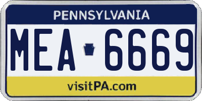 PA license plate MEA6669