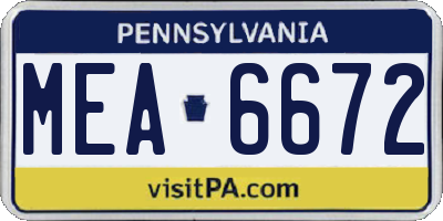 PA license plate MEA6672