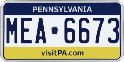 PA license plate MEA6673