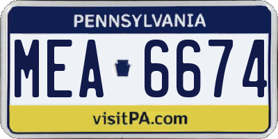 PA license plate MEA6674