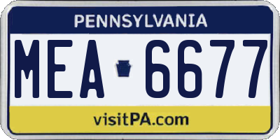 PA license plate MEA6677