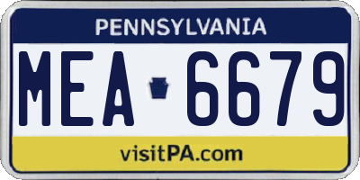 PA license plate MEA6679