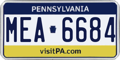 PA license plate MEA6684