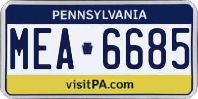 PA license plate MEA6685