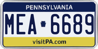 PA license plate MEA6689