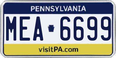 PA license plate MEA6699
