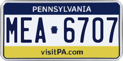 PA license plate MEA6707