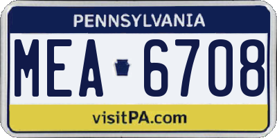 PA license plate MEA6708