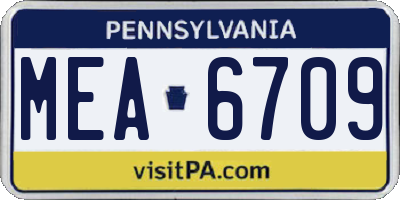PA license plate MEA6709