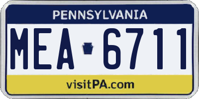 PA license plate MEA6711