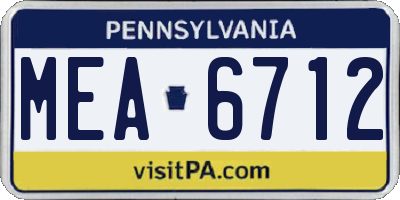 PA license plate MEA6712