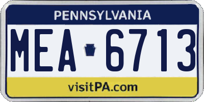PA license plate MEA6713