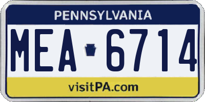 PA license plate MEA6714