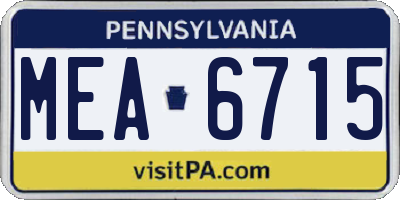 PA license plate MEA6715