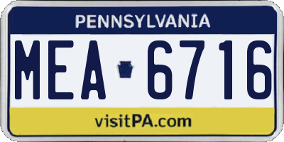 PA license plate MEA6716