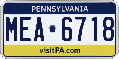 PA license plate MEA6718