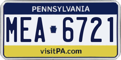 PA license plate MEA6721