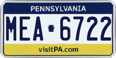 PA license plate MEA6722