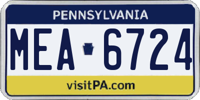 PA license plate MEA6724
