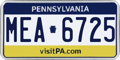 PA license plate MEA6725