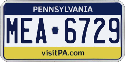 PA license plate MEA6729