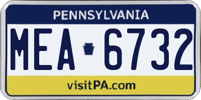 PA license plate MEA6732
