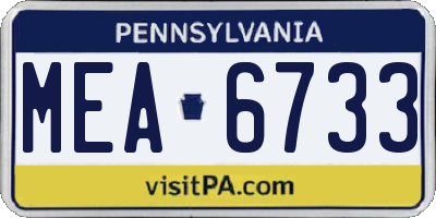 PA license plate MEA6733